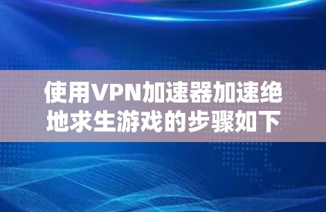 使用VPN加速器加速绝地求生游戏的步骤如下